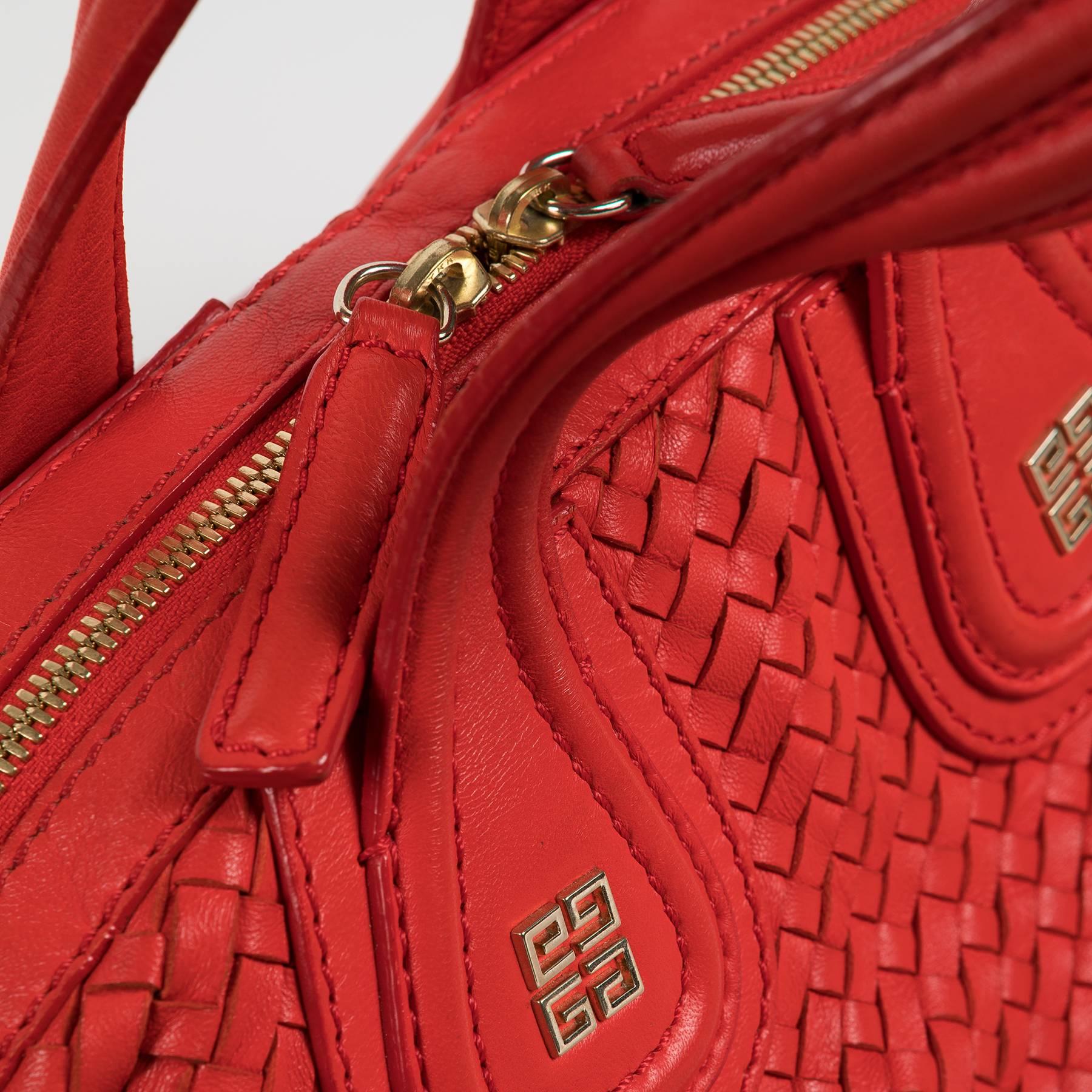 Givenchy Nightingale Madras Red Leather Bag with Strap and handles For Sale 1