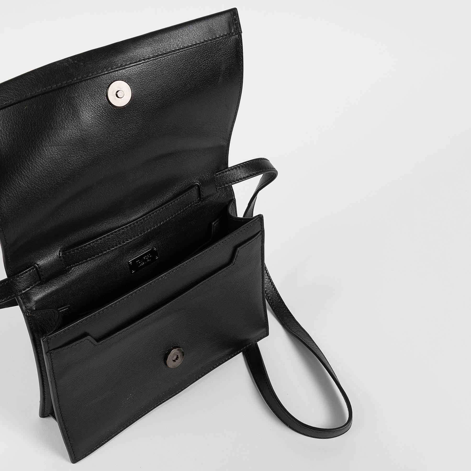 Tom Ford Black Leather Shoulder Flap Bag   For Sale 1