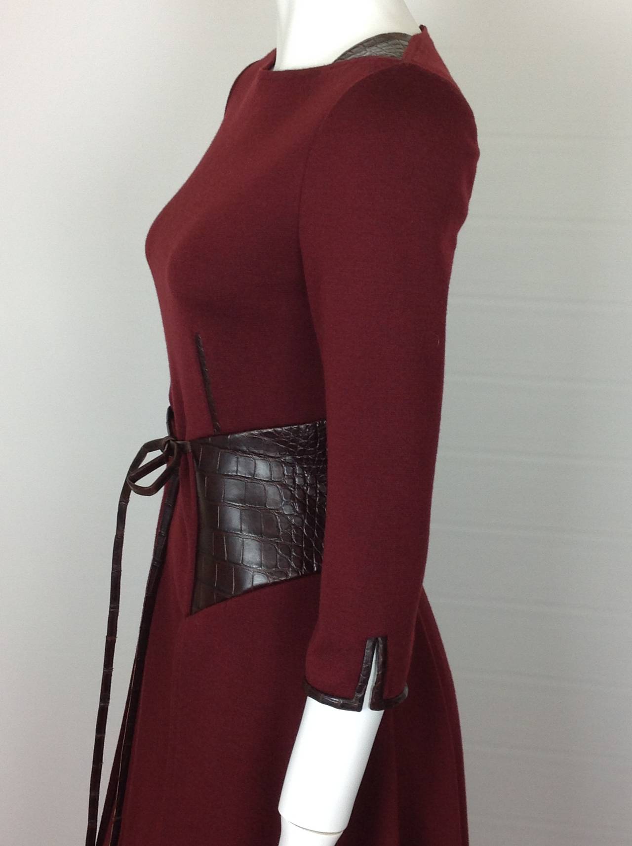Ralph Rucci dress trimmed in leather In New Condition In Palm Beach, FL