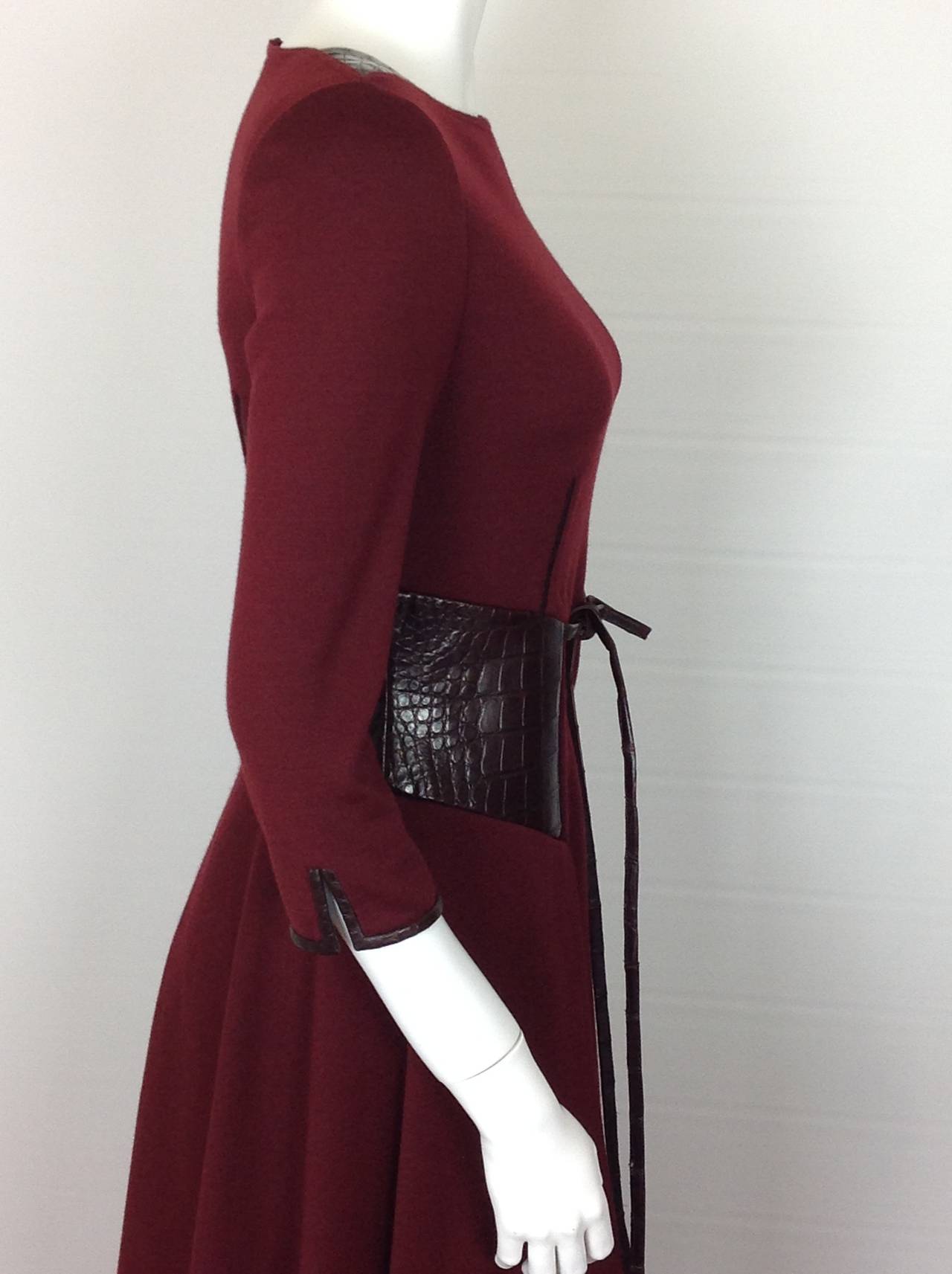 Ralph Rucci dress trimmed in leather 1