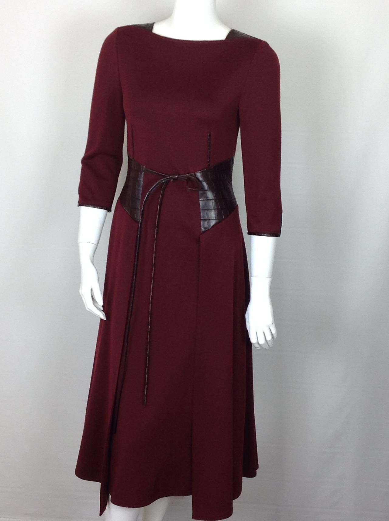 Ralph Rucci dress trimmed in leather 3
