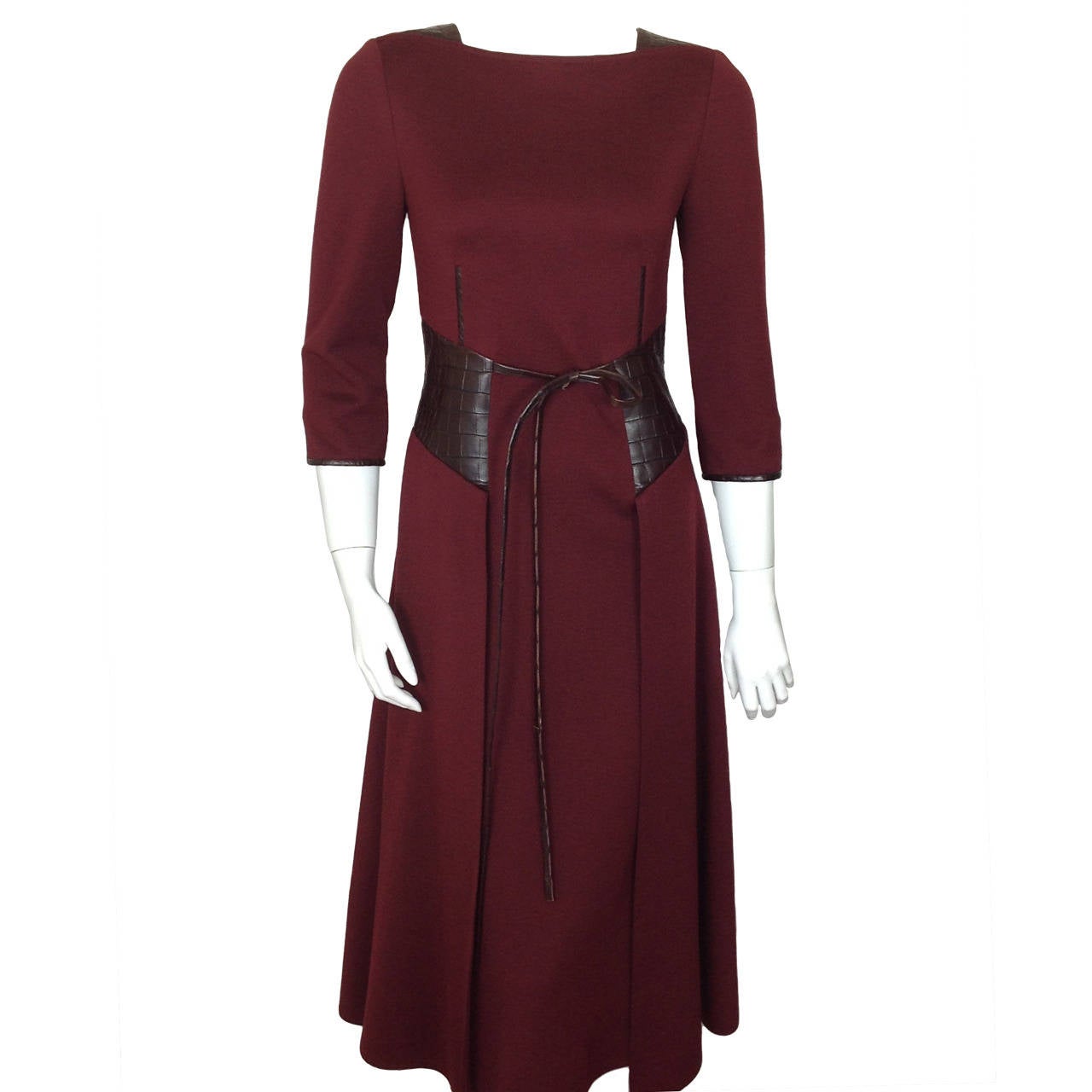 Ralph Rucci dress trimmed in leather