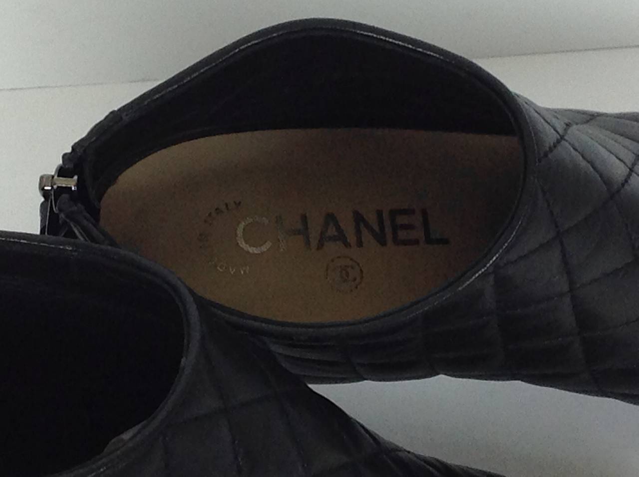 This season Chanel quilted ankle boots size 39 at 1stDibs