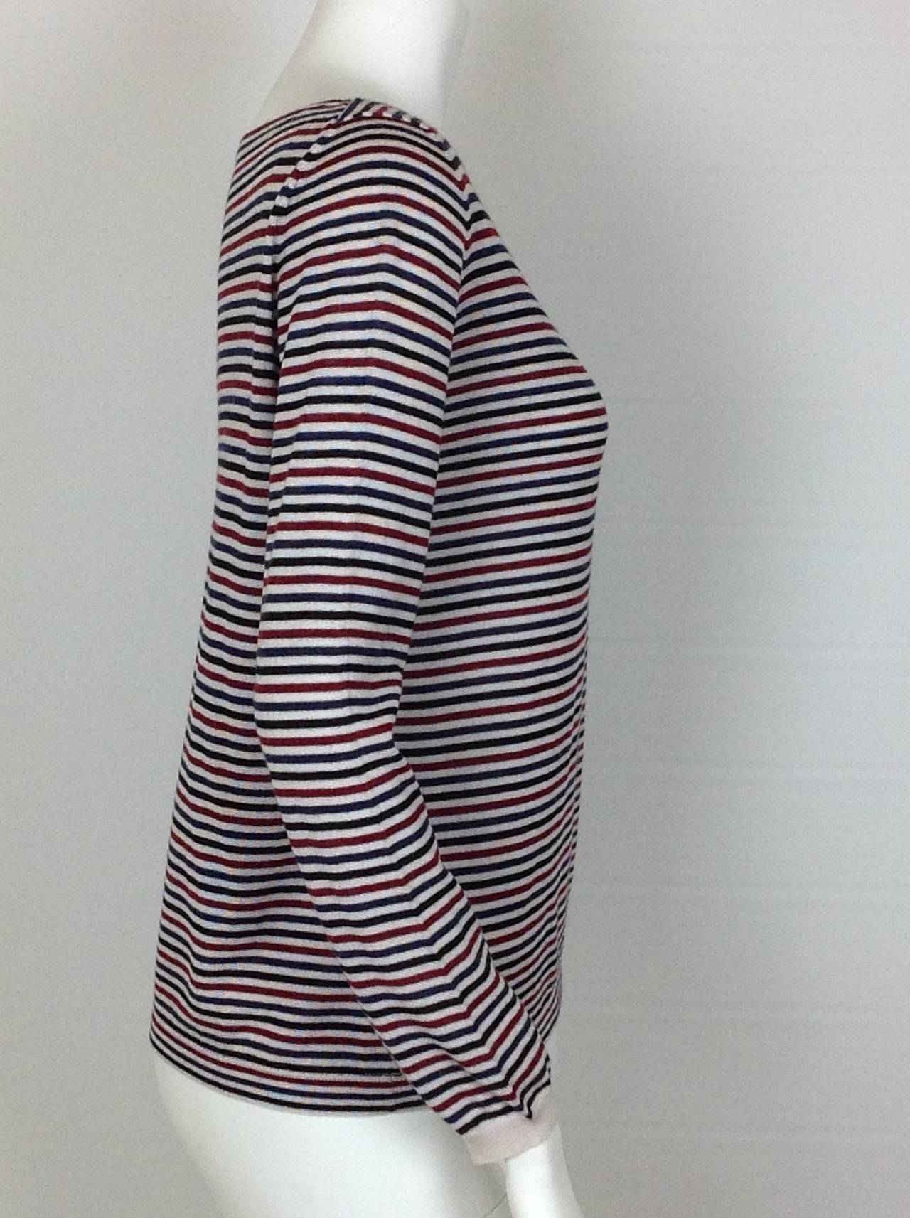 Lightweight Prada stripe sweater                   Size 42 In Excellent Condition For Sale In Palm Beach, FL