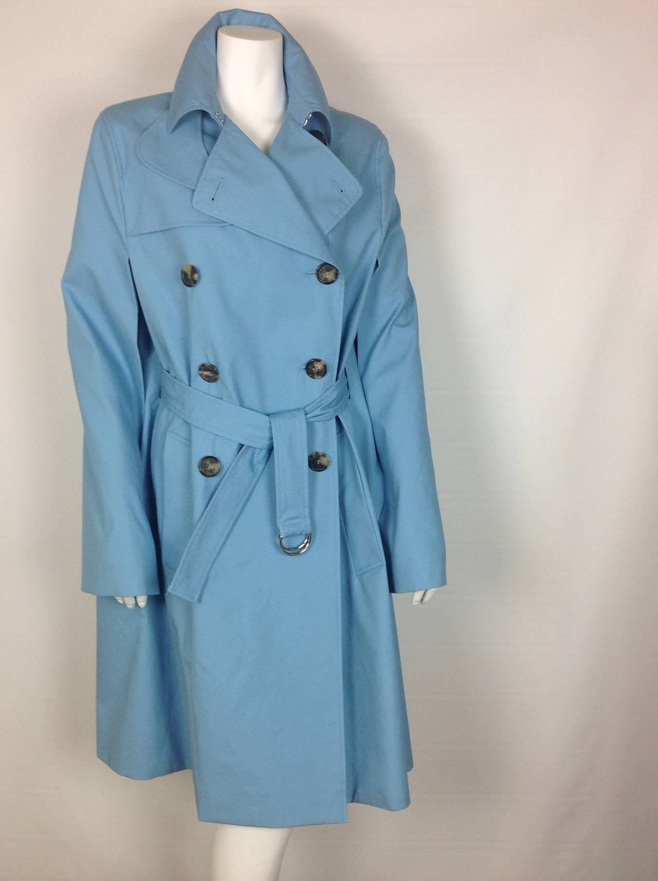 Celine Tiffany Blue DB Trench Cape/Coat          NEW For Sale 1