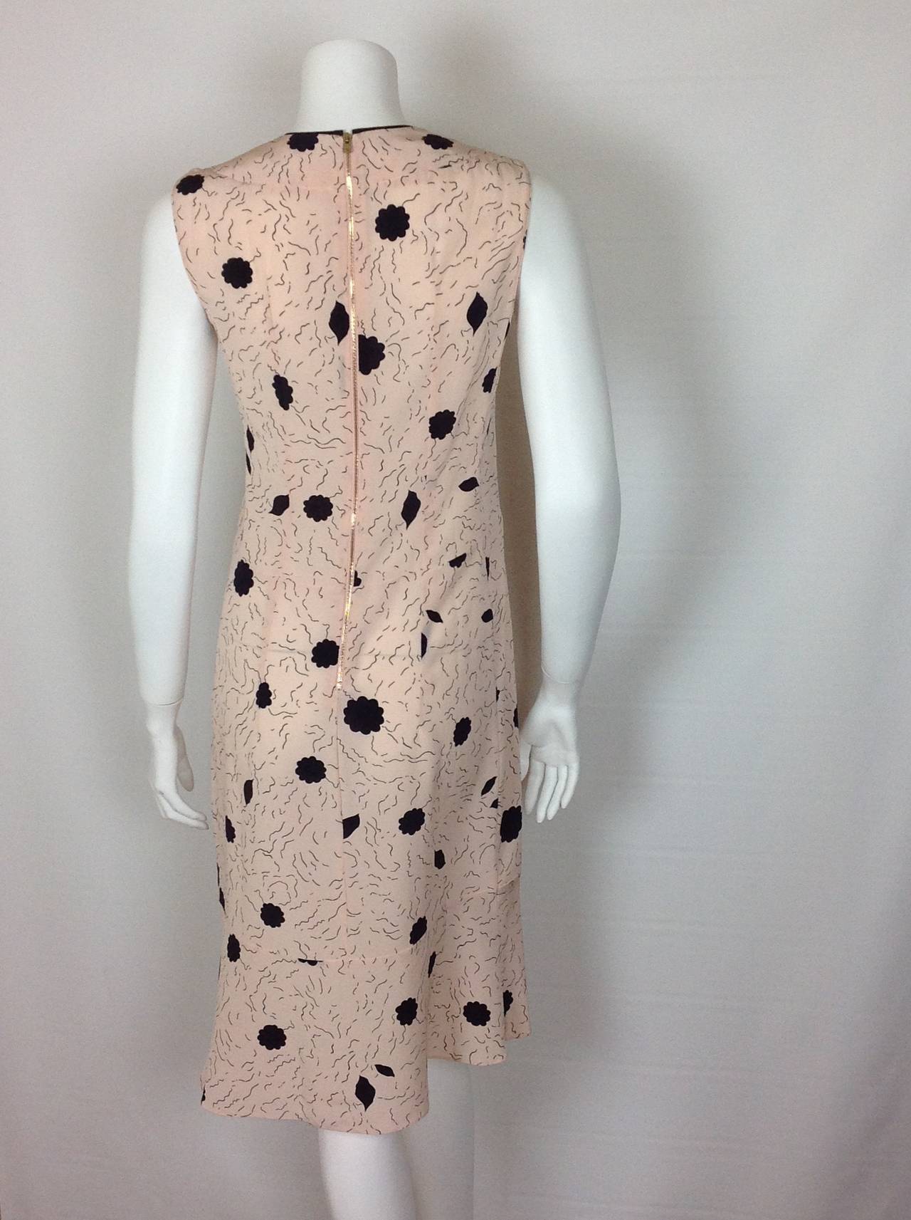 Beige Marni pink floral silk dress                 size 6 For Sale