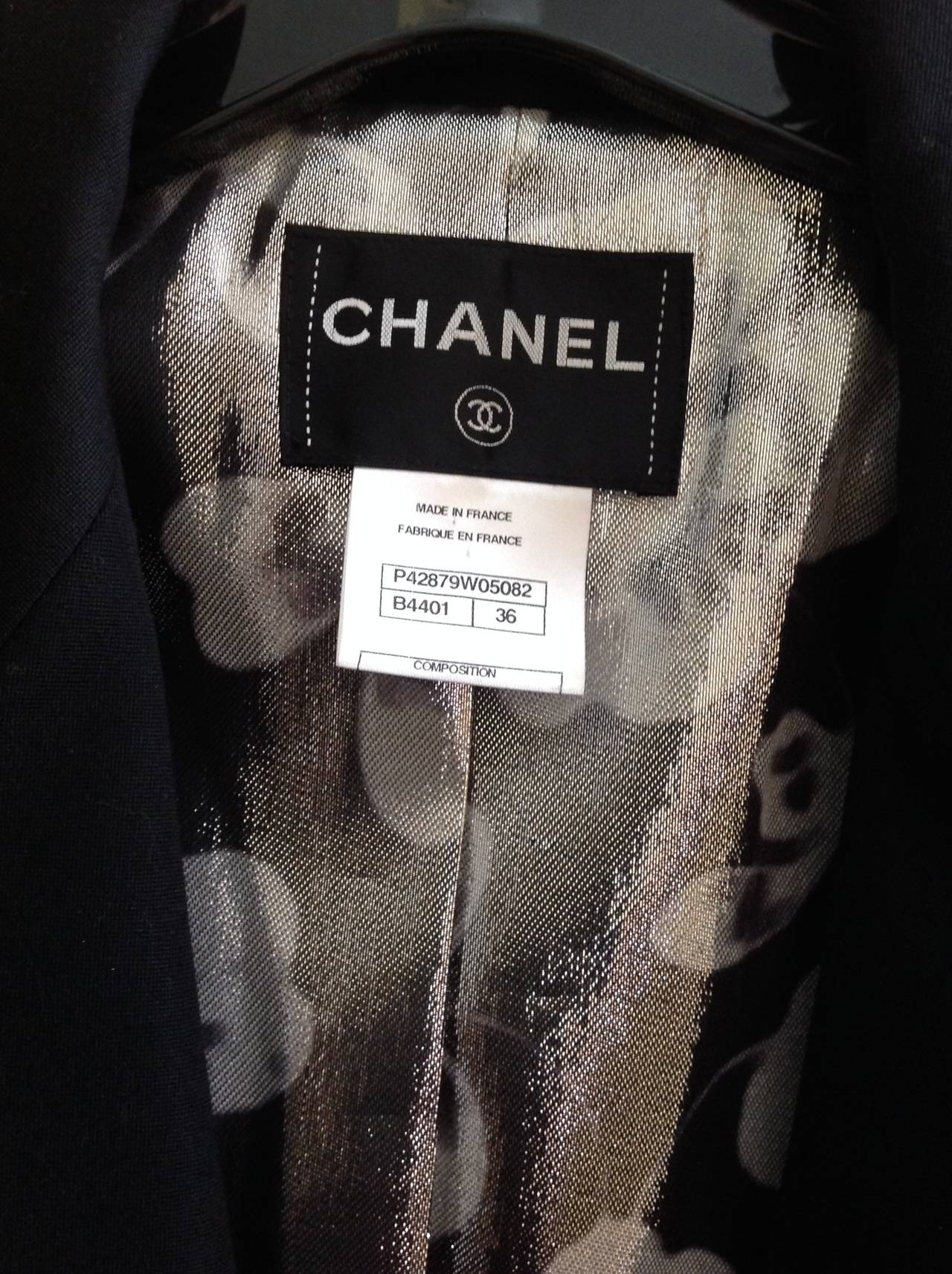 Lightweight black Chanel reefer coat         Size 36 For Sale 1