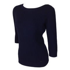 Navy Chanel cashmere sweater knotted back   Size 36