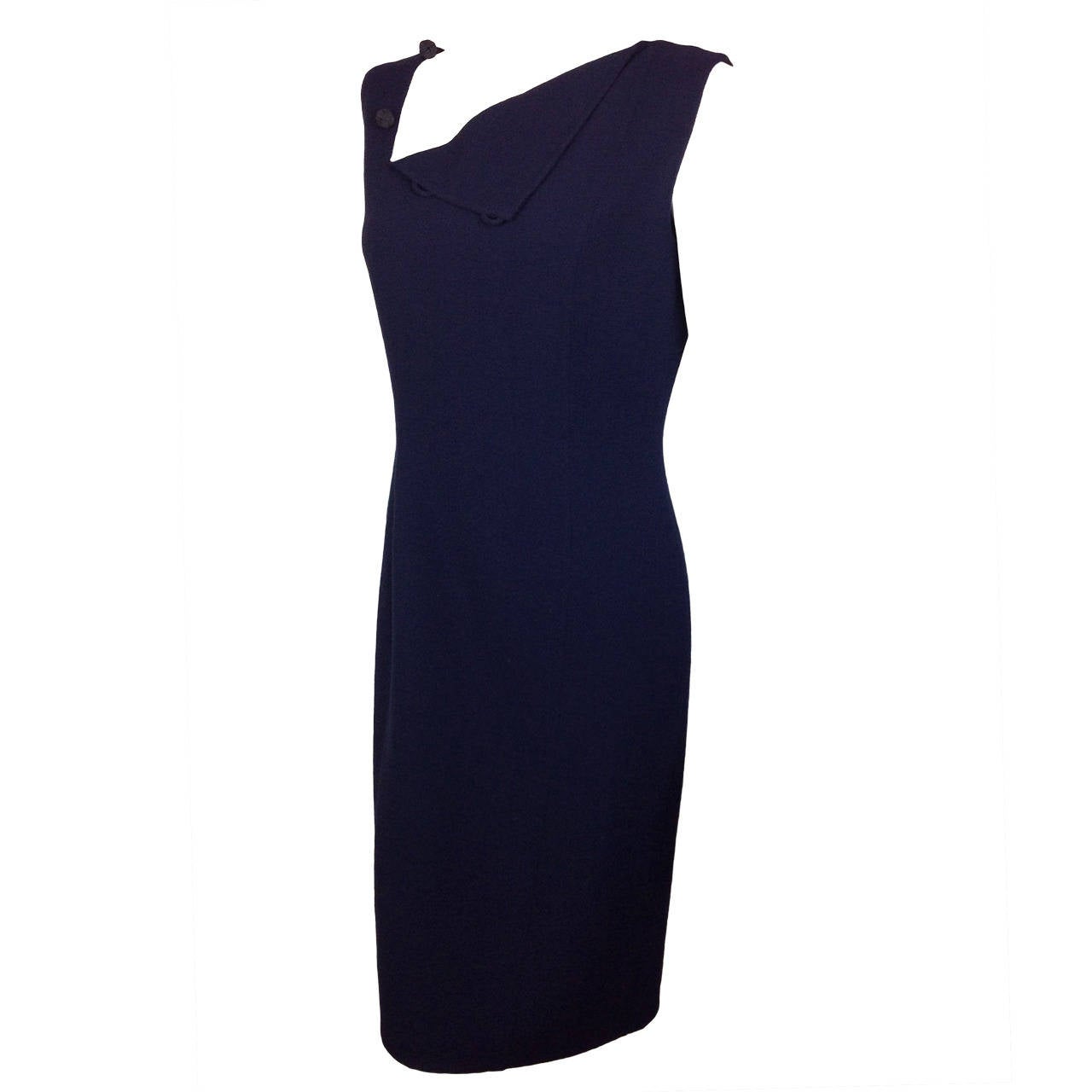 Perfect Bill Blass navy crepe sheath          size 6 For Sale