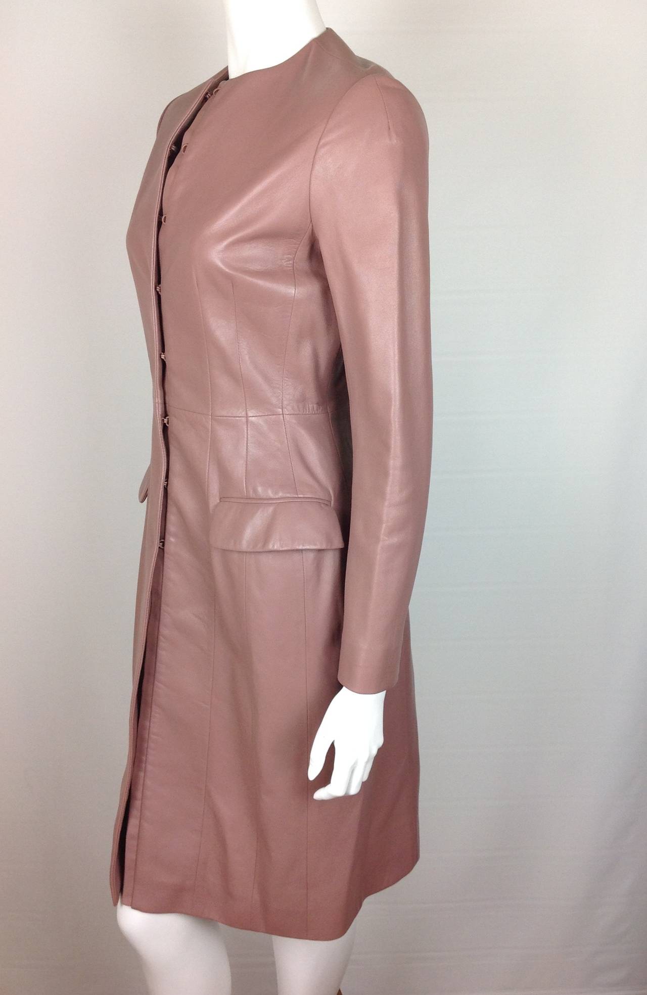 Women's Mauve Christian Dior leather fitted coat dress              Size 4