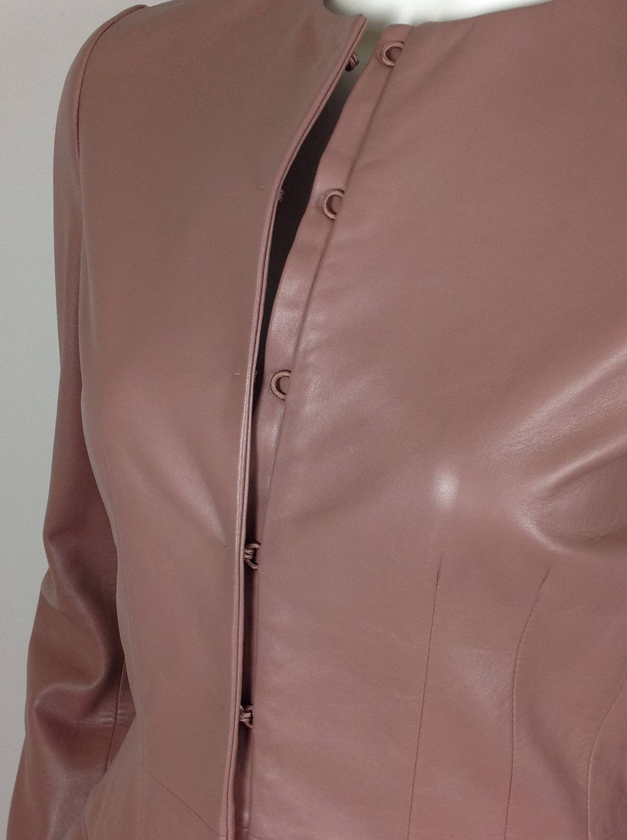 Mauve Christian Dior leather fitted coat dress              Size 4 2