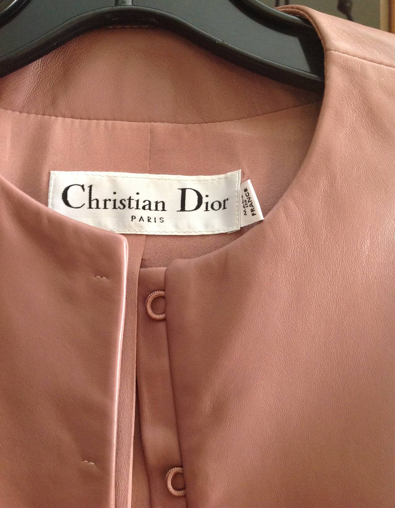 Mauve Christian Dior leather fitted coat dress              Size 4 3