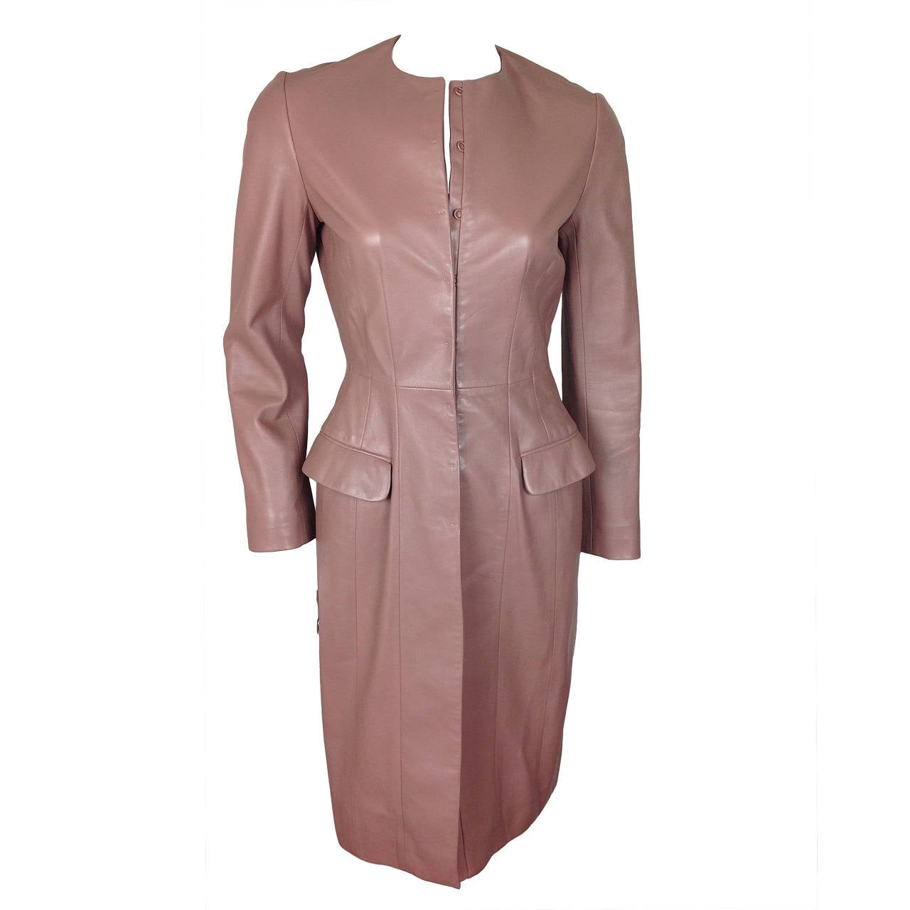 Mauve Christian Dior leather fitted coat dress              Size 4
