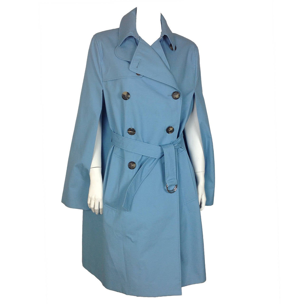 Celine Tiffany Blue DB Trench Cape/Coat          NEW For Sale