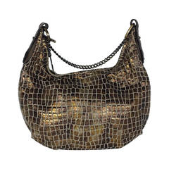 Fendi bronze croc effect metallic Hobo bag