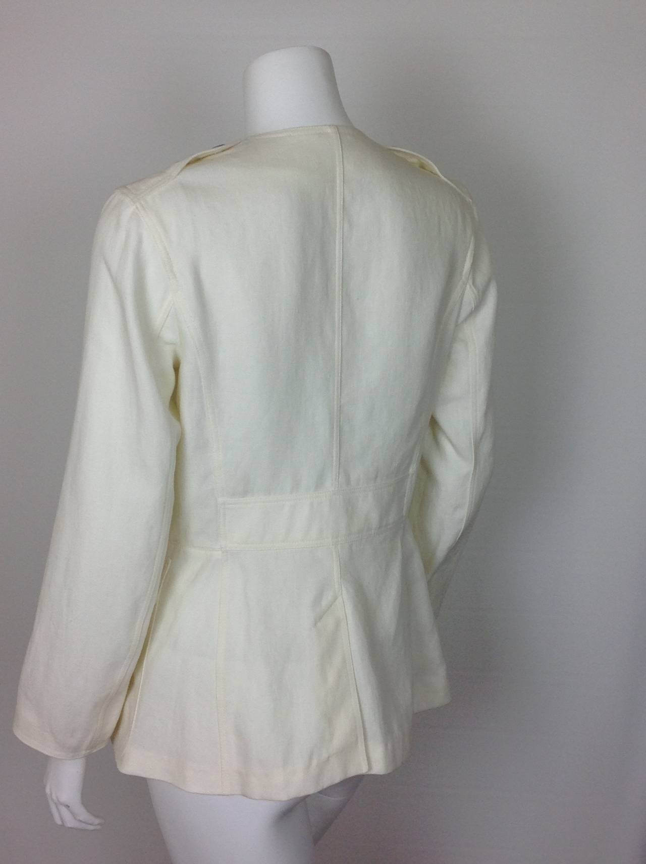 Cream linen Hermes safari jacket          Size 40 For Sale 1