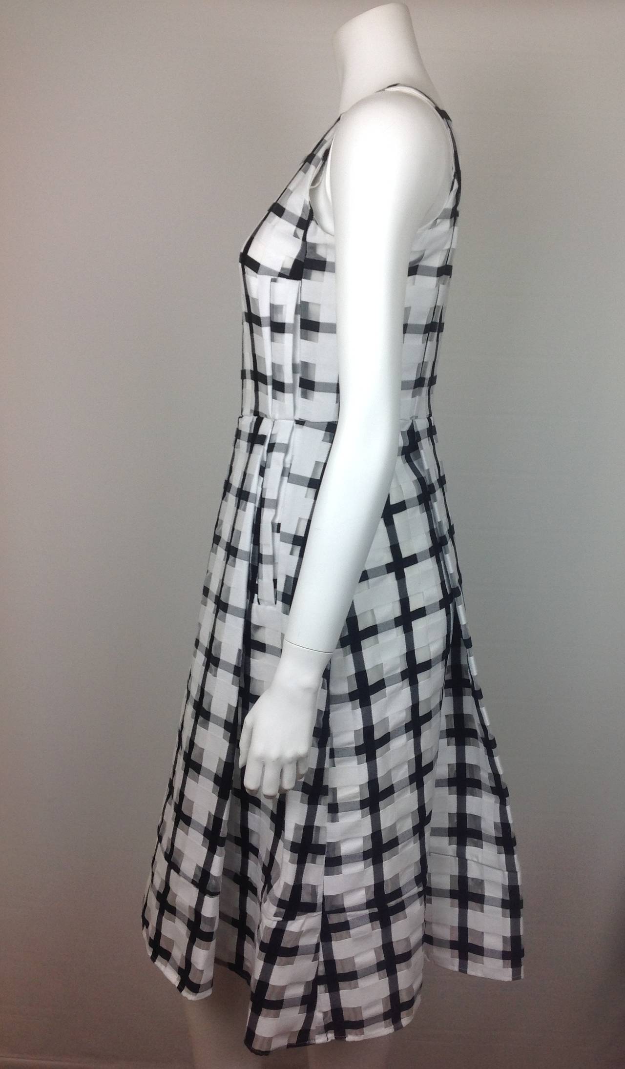 2 piece, plaid, black & white Marni summer dress. Fabulous!
Woven plaid is sheer in places - see closeup of fabric. 15