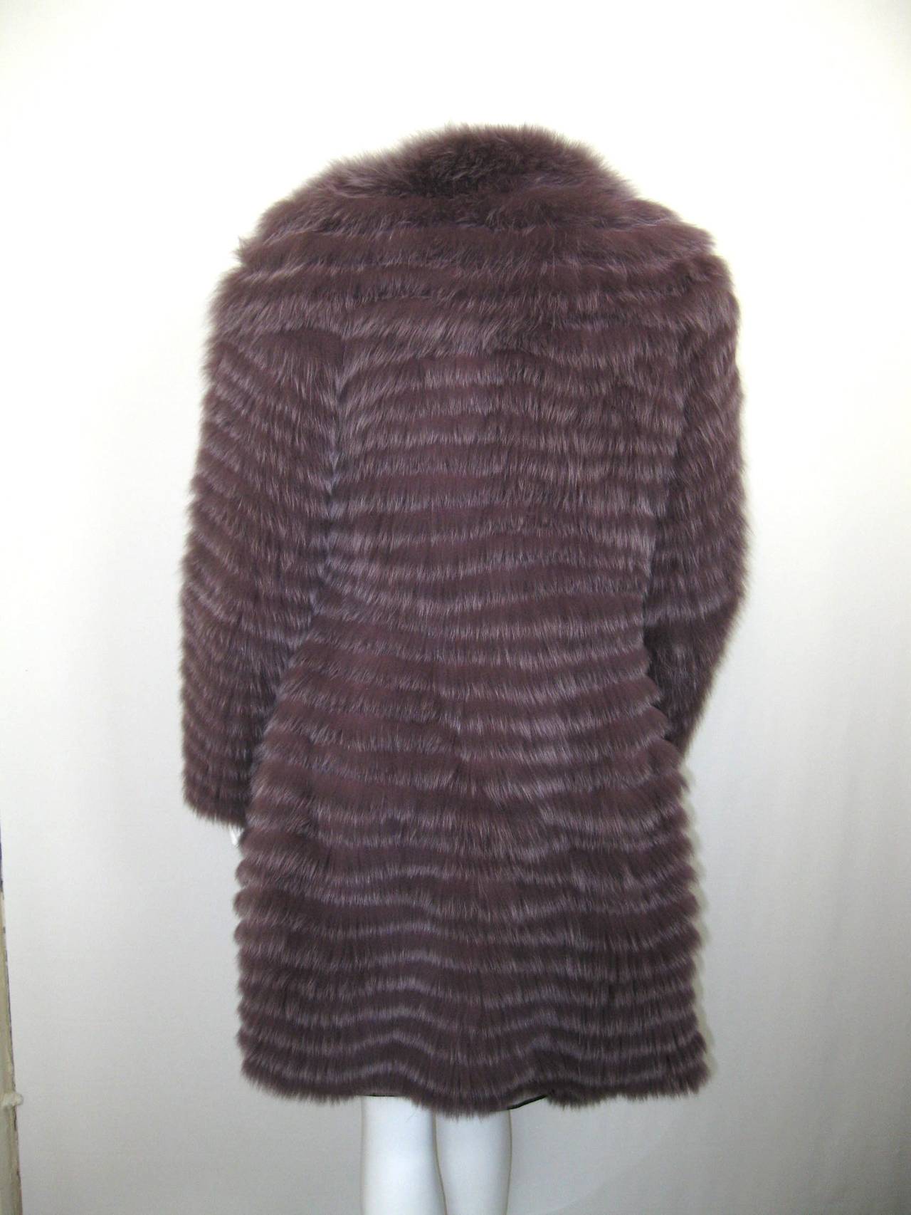 Violet Fox Fur Coat tipped in Gray   A Fashionista's Delight!     Size S In Excellent Condition In Palm Beach, FL