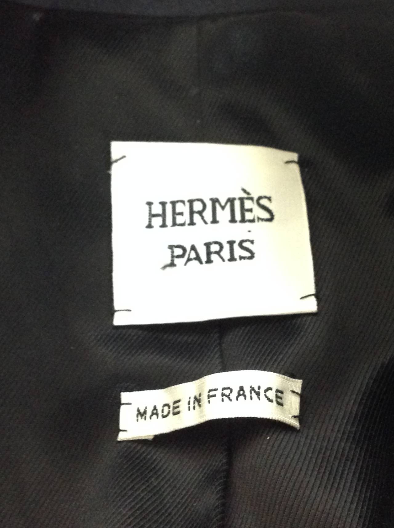 Hermes wool outerwear jacket with leather trim          size 34 For Sale 1