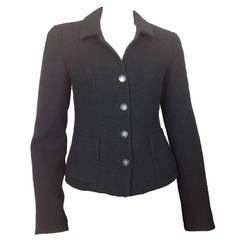 Fitted Chanel navy boucle blazer                             size 4