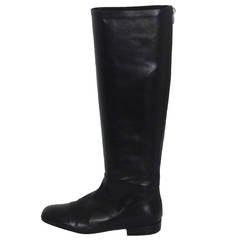 Zipper back Celine black leather boot                   size 38.5