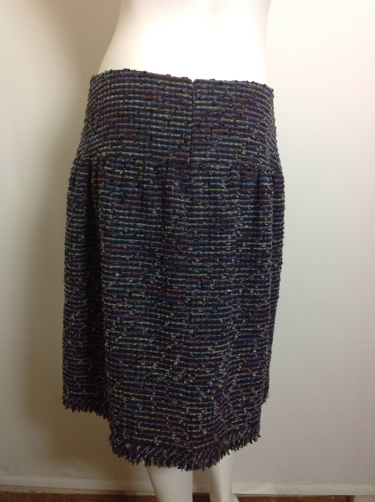 Multi colored Chanel drop waist tweed skirt.  Fron the 2005 Autumn Collection. 8