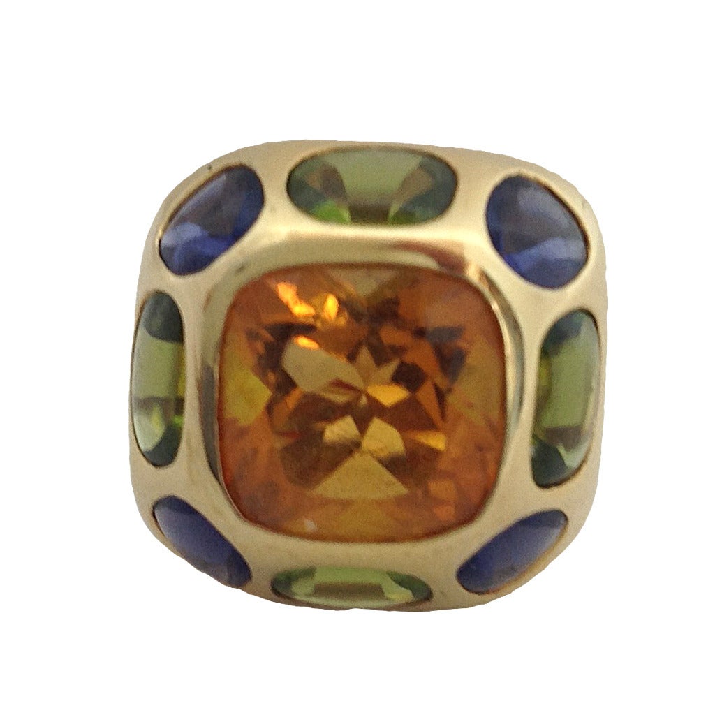 Chanel 18K gold gemstone ring         The Baroque Collection For Sale