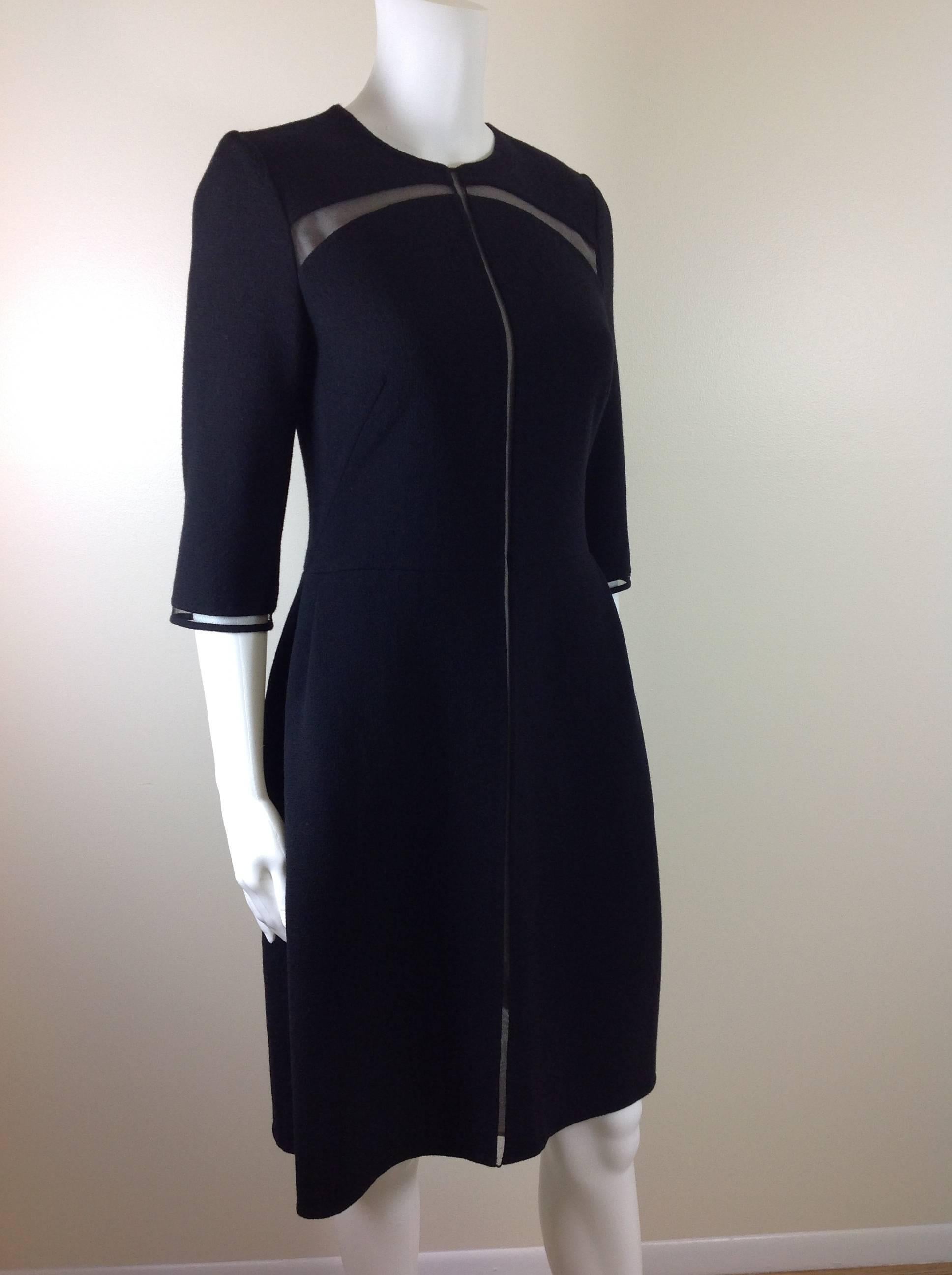 Chado Ralph Rucci beautifully shaped black wool crepe dress.  
