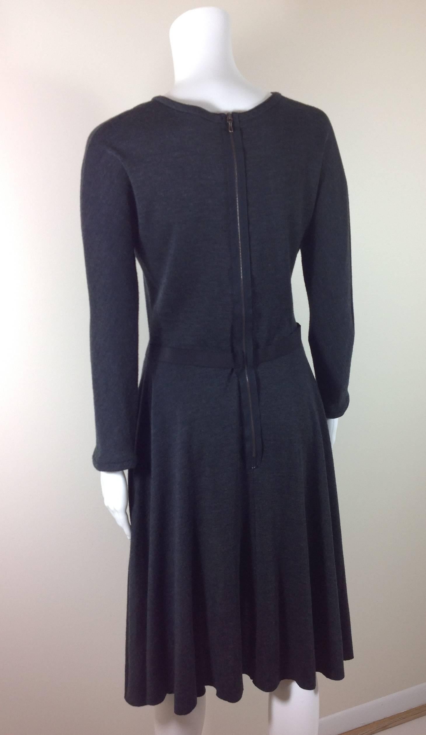 Lanvin charcoal grey jersey dress         size 38 In Excellent Condition In Palm Beach, FL