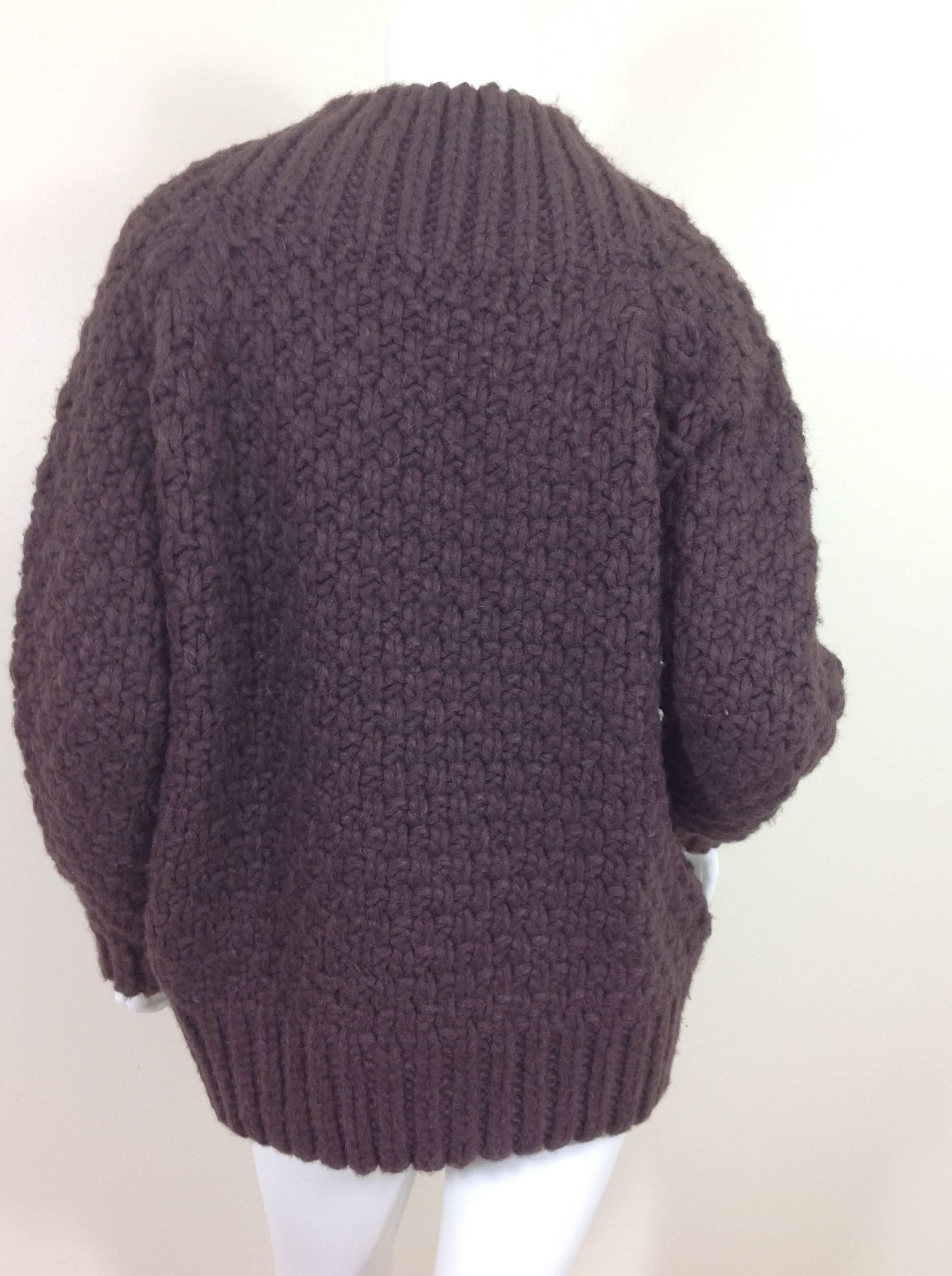 Black Aubergine cashmere basket weave The Row sweater    Size S For Sale