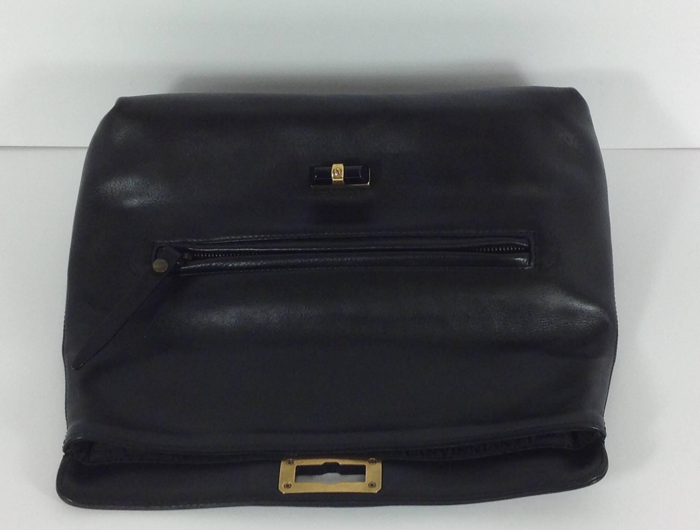 Black Lanvin black leather clutch bag           For Sale