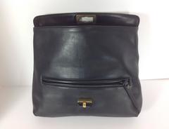 Lanvin black leather clutch bag