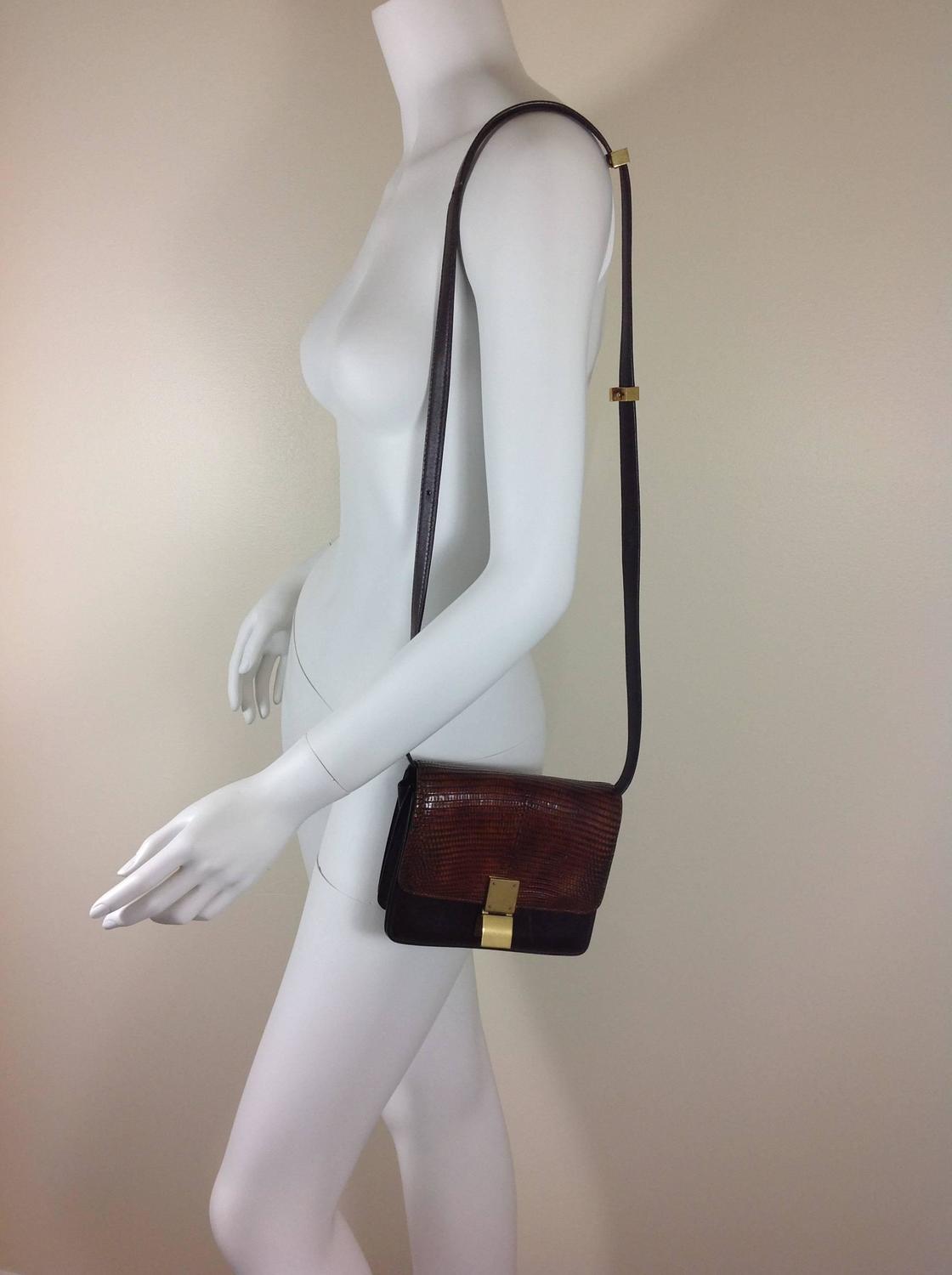 Lizard and leather Celine box bag For Sale at 1stdibs  