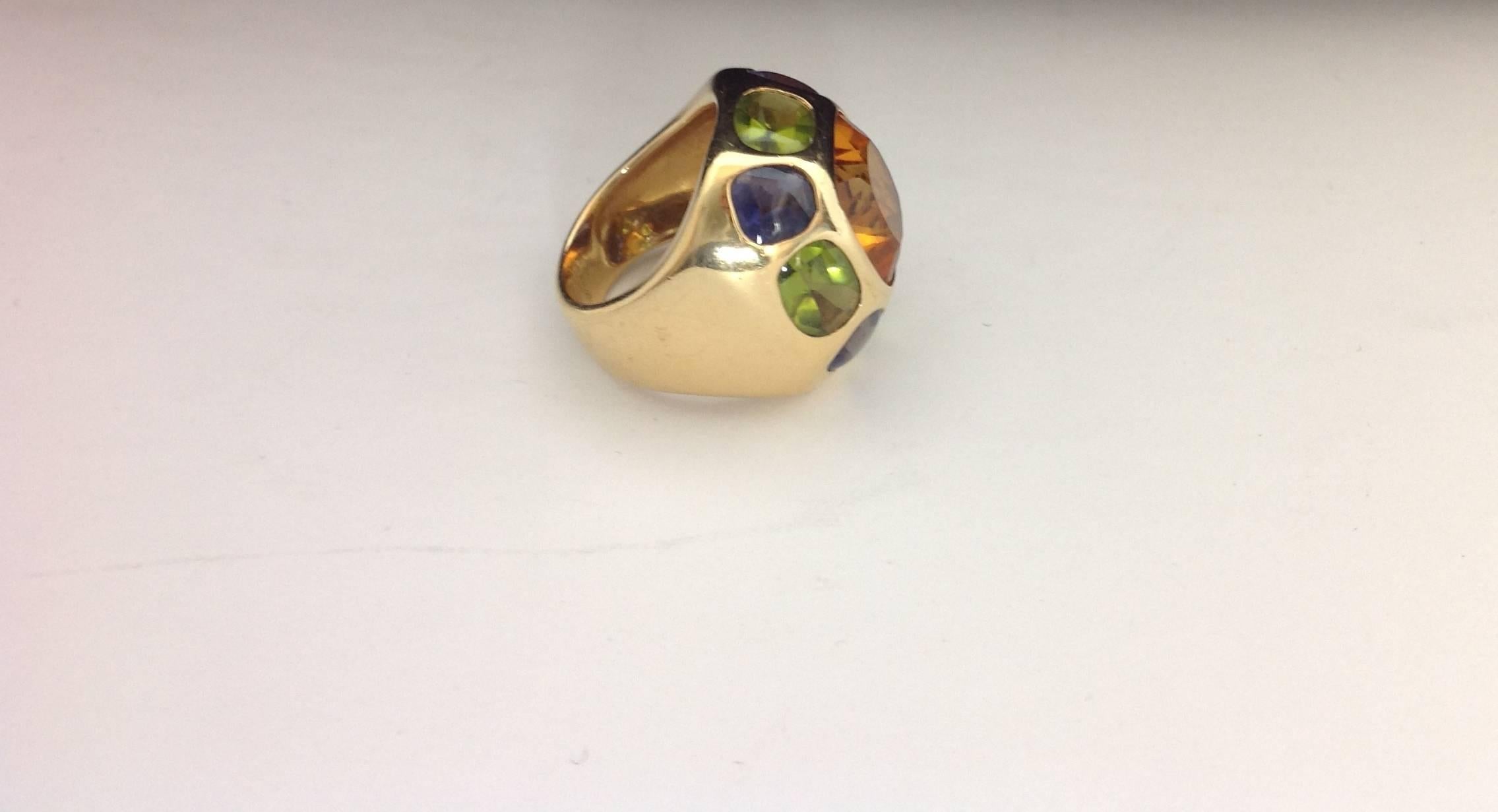 Chanel 18K gold gemstone ring         The Baroque Collection In Good Condition For Sale In Palm Beach, FL