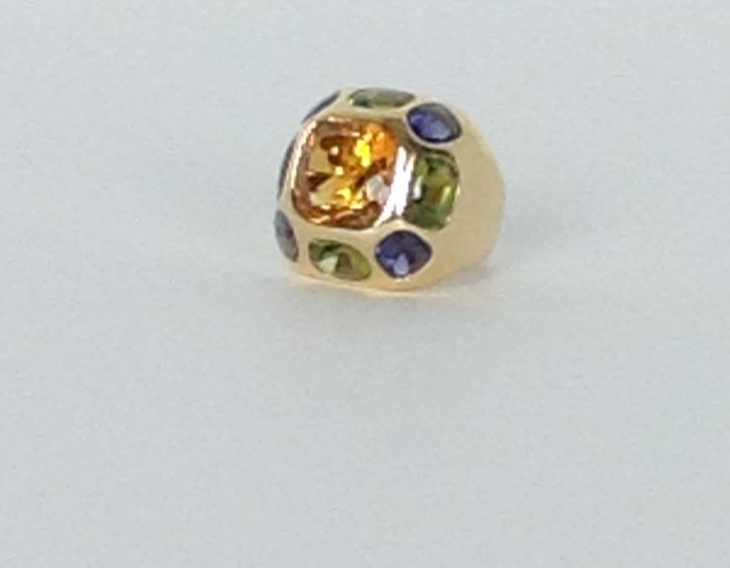 Women's Chanel 18K gold gemstone ring         The Baroque Collection For Sale