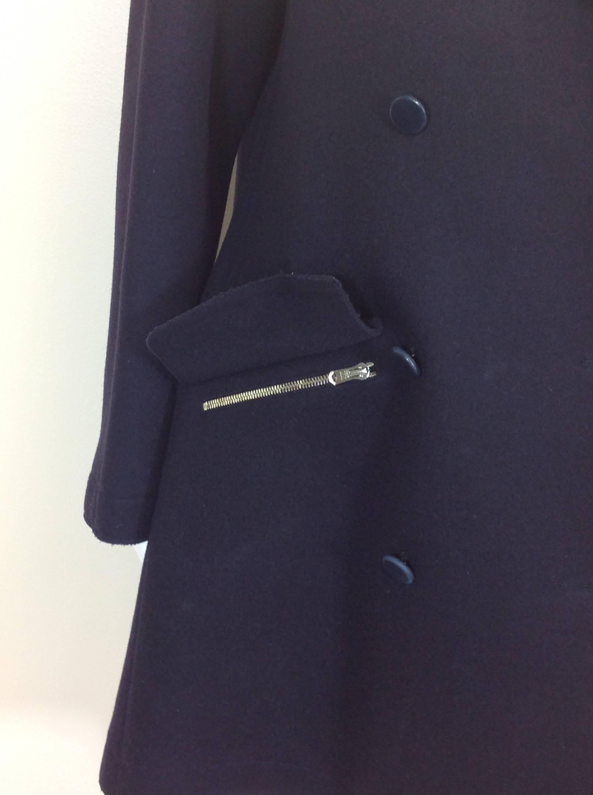 Alaia navy wool pea coat             Size 38 In Excellent Condition In Palm Beach, FL