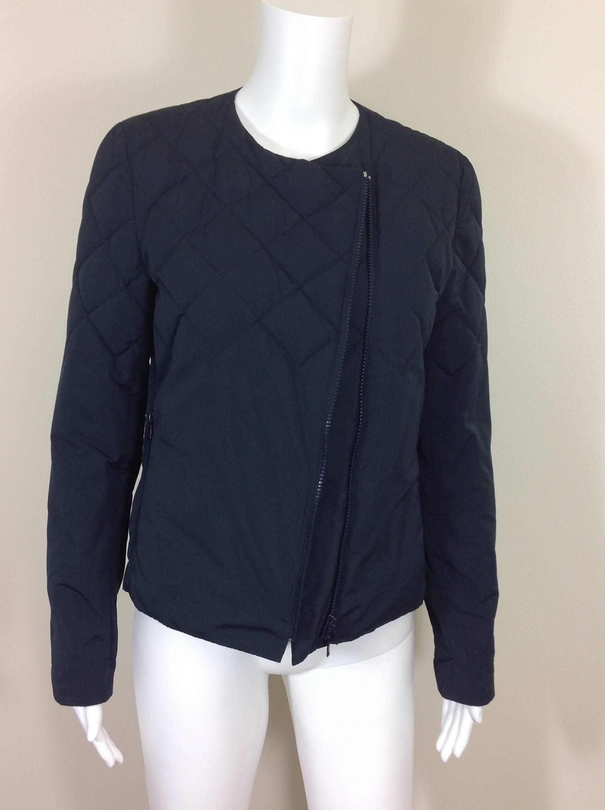Navy Brunello Cucinelli quilted jacket         Size 42 For Sale 1
