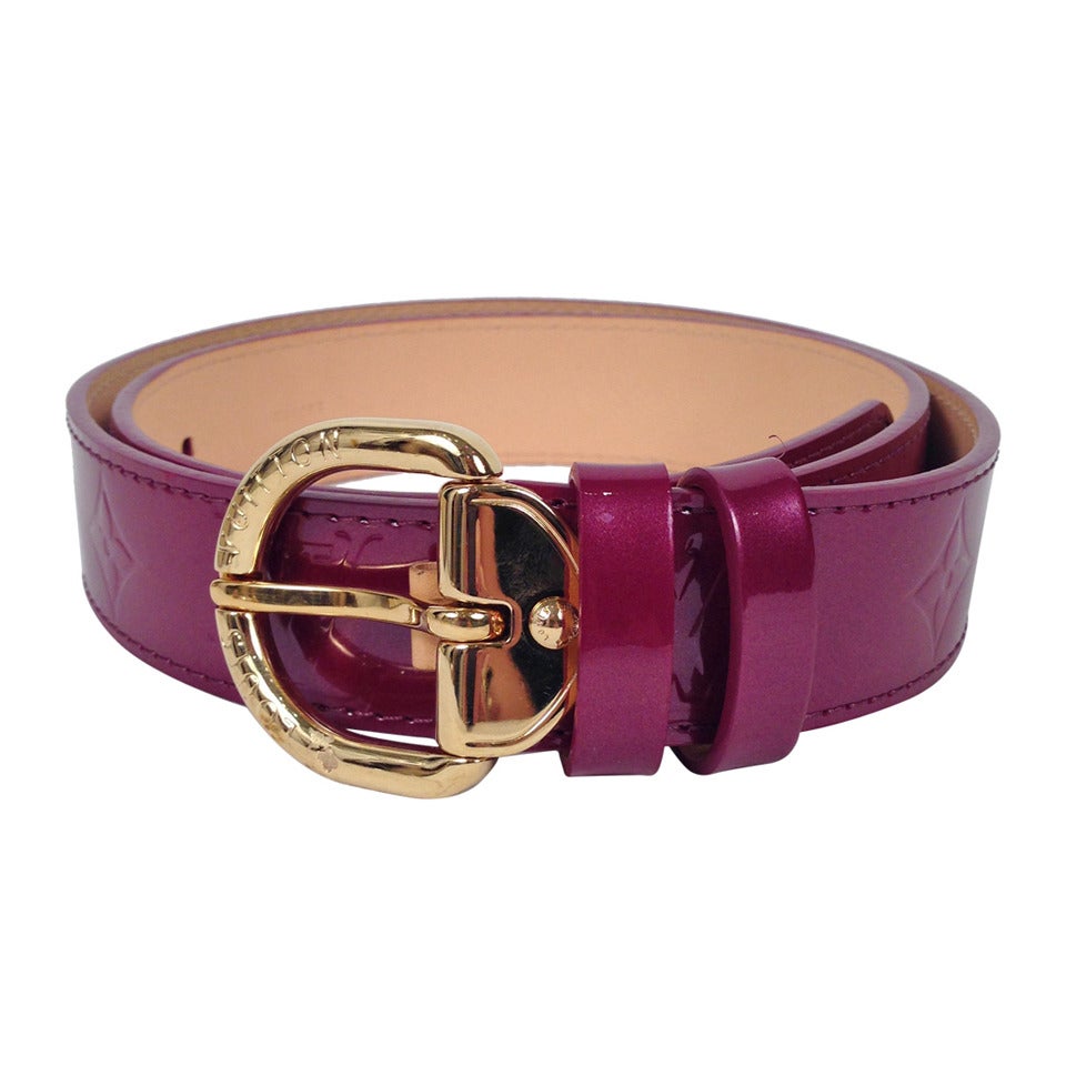 Louis Vuitton Purple Rouge Vernis Belt