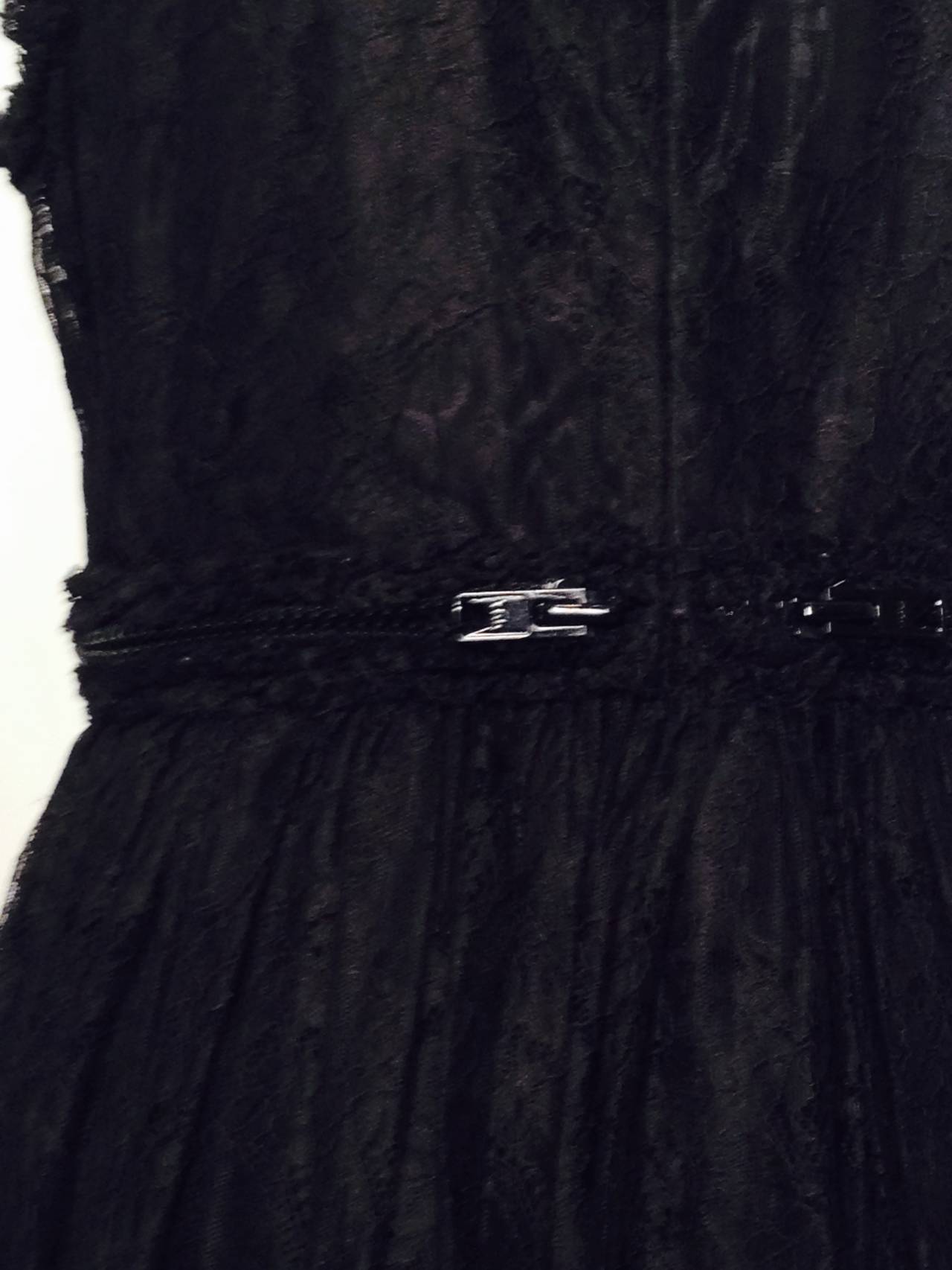 Givenchy Sleeveless Black Lace Baby Doll Dress With Zippers 1