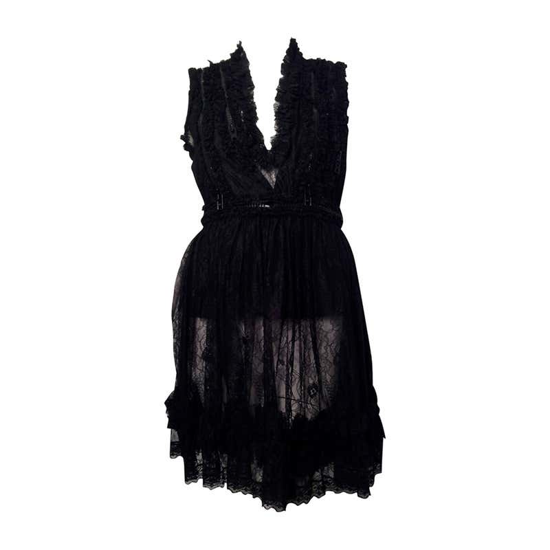 Givenchy Sleeveless Black Lace Baby Doll Dress With Zippers at 1stDibs ...