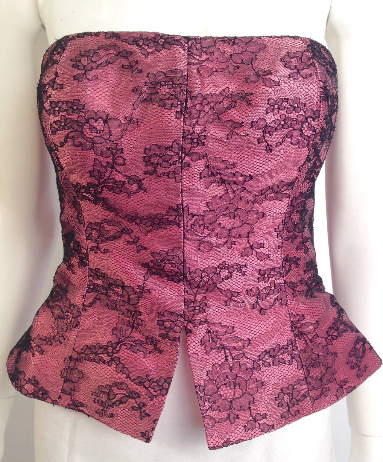 Women's Christian Lacroix Silk Evening Jacket With Lace Overlay Bustier