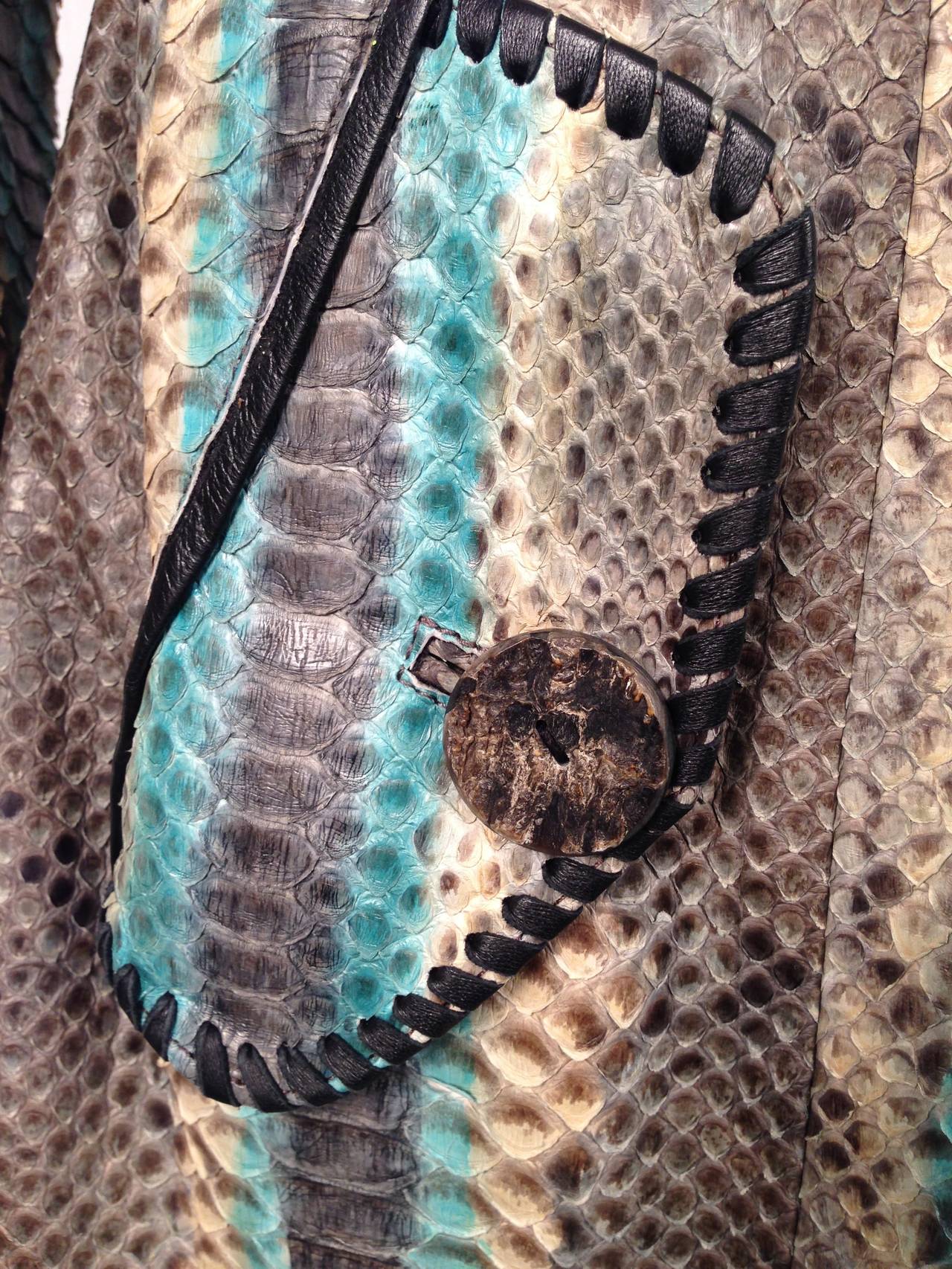 Glen Arthur Python Coat With Silk Lining and Suede Detail For Sale at ...