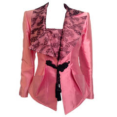 Christian Lacroix Silk Evening Jacket With Lace Overlay Bustier