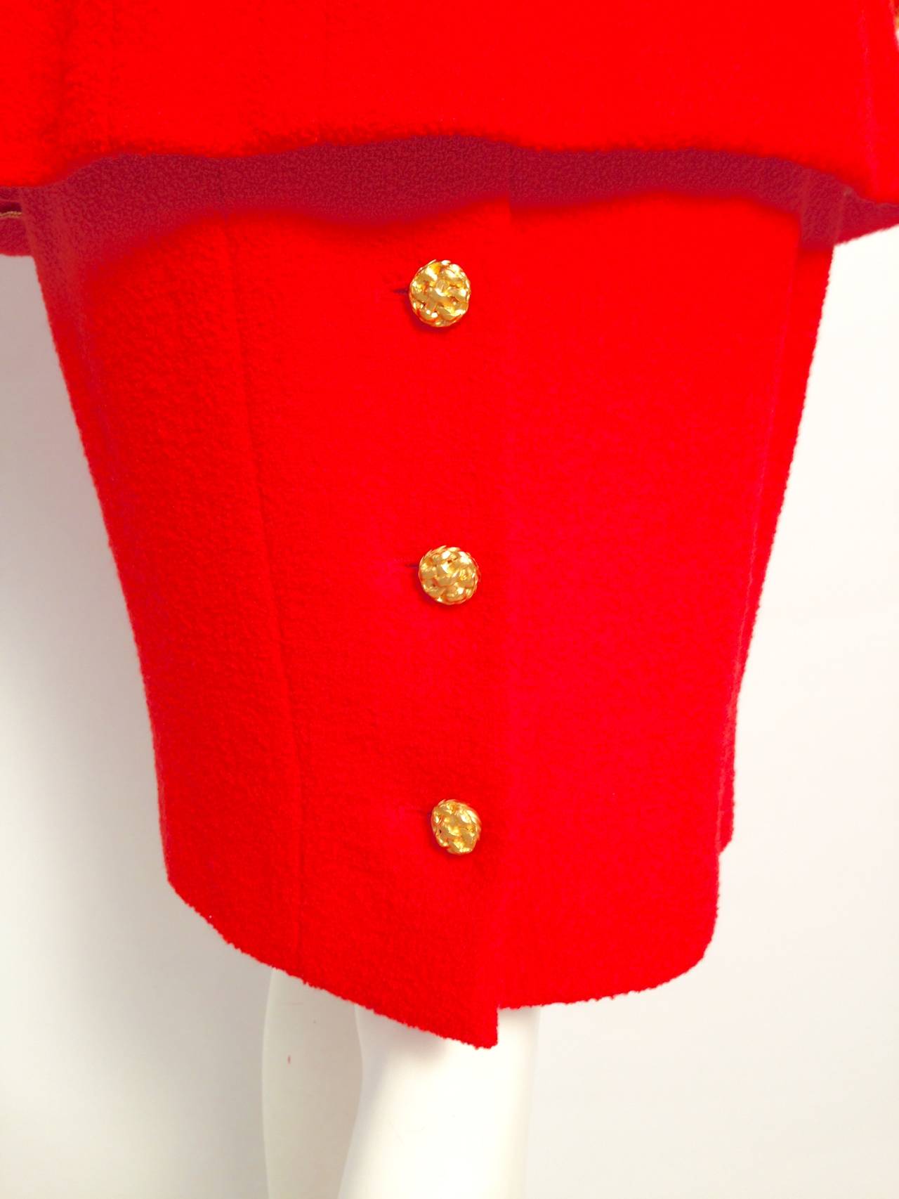 1989 Vintage Chanel Red Boucle Skirt Suit 2
