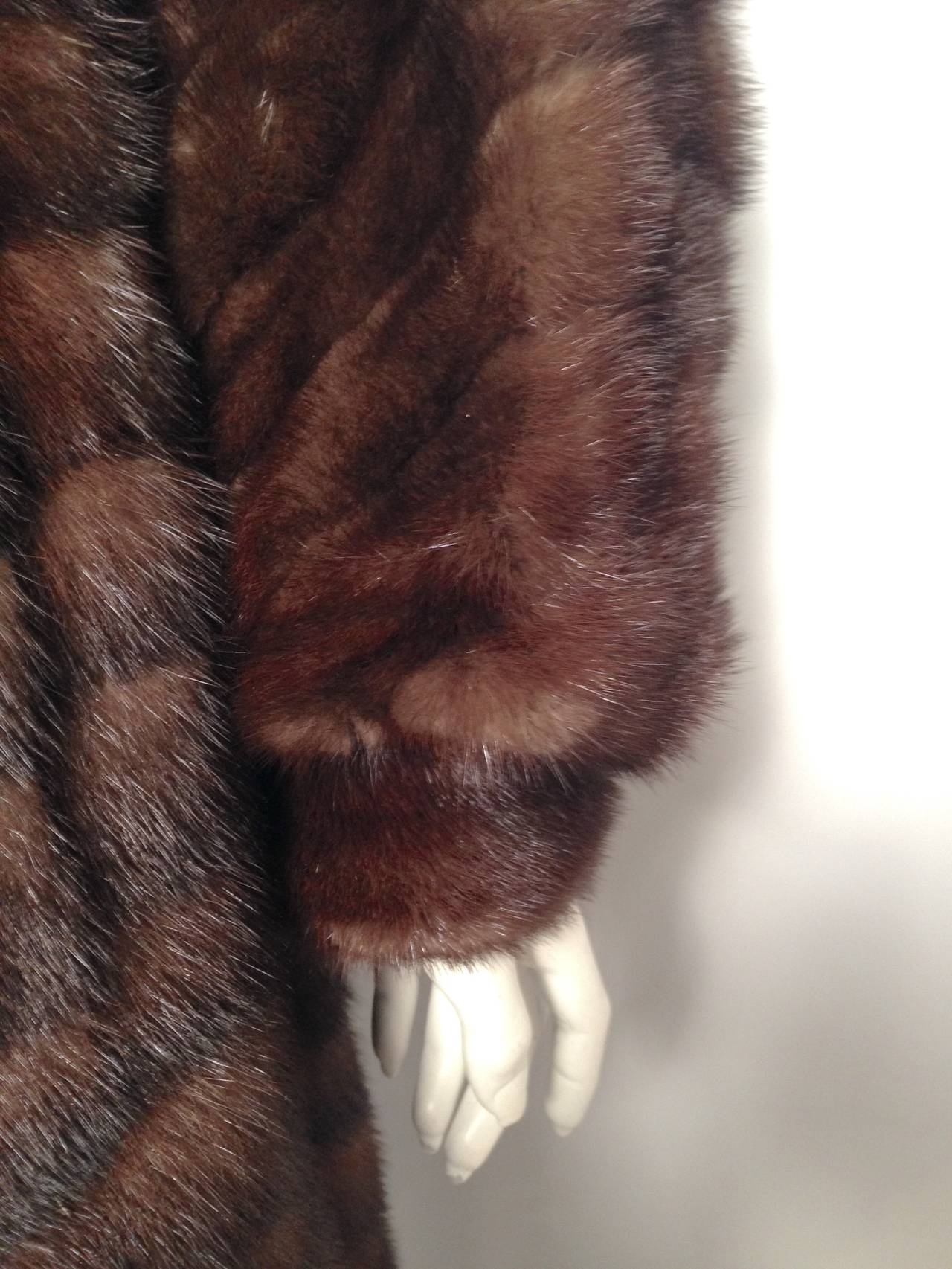 Women's Revillon Diagonal Pelt Natural Brown Long Mink Coat For Sale
