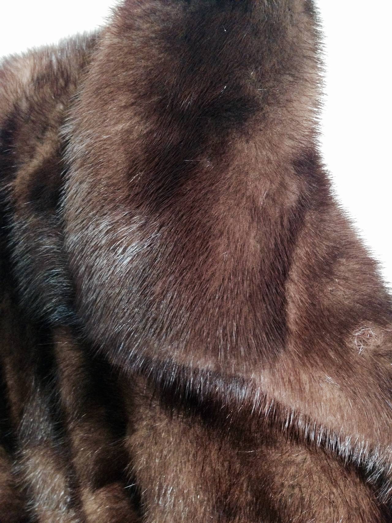 Revillon Diagonal Pelt Natural Brown Long Mink Coat For Sale 1