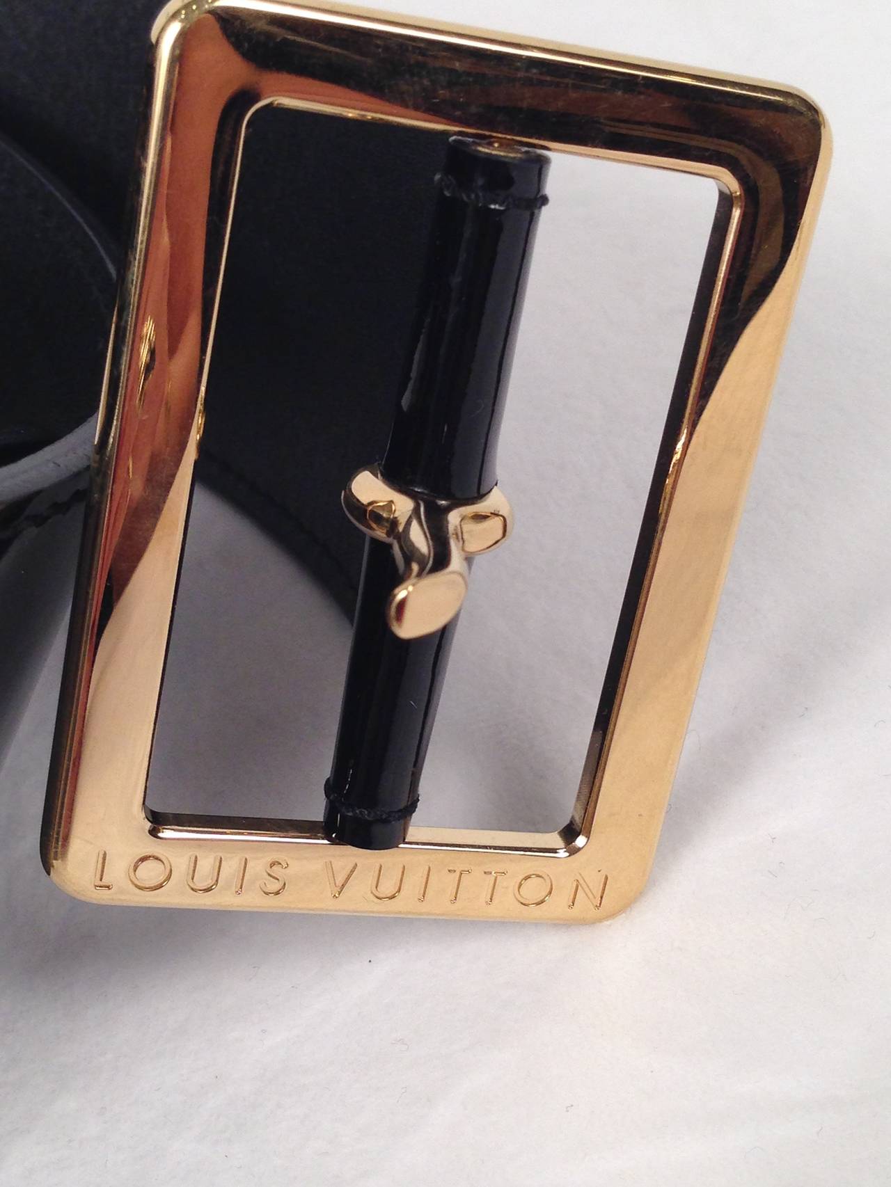 Louis Vuitton Black Patent Leather Belt For Sale at 1stdibs