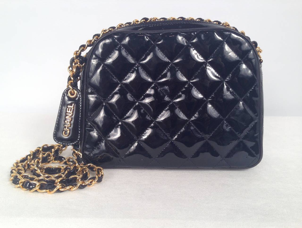 1990s Chanel Black Leather Quilted Camera Bag is 