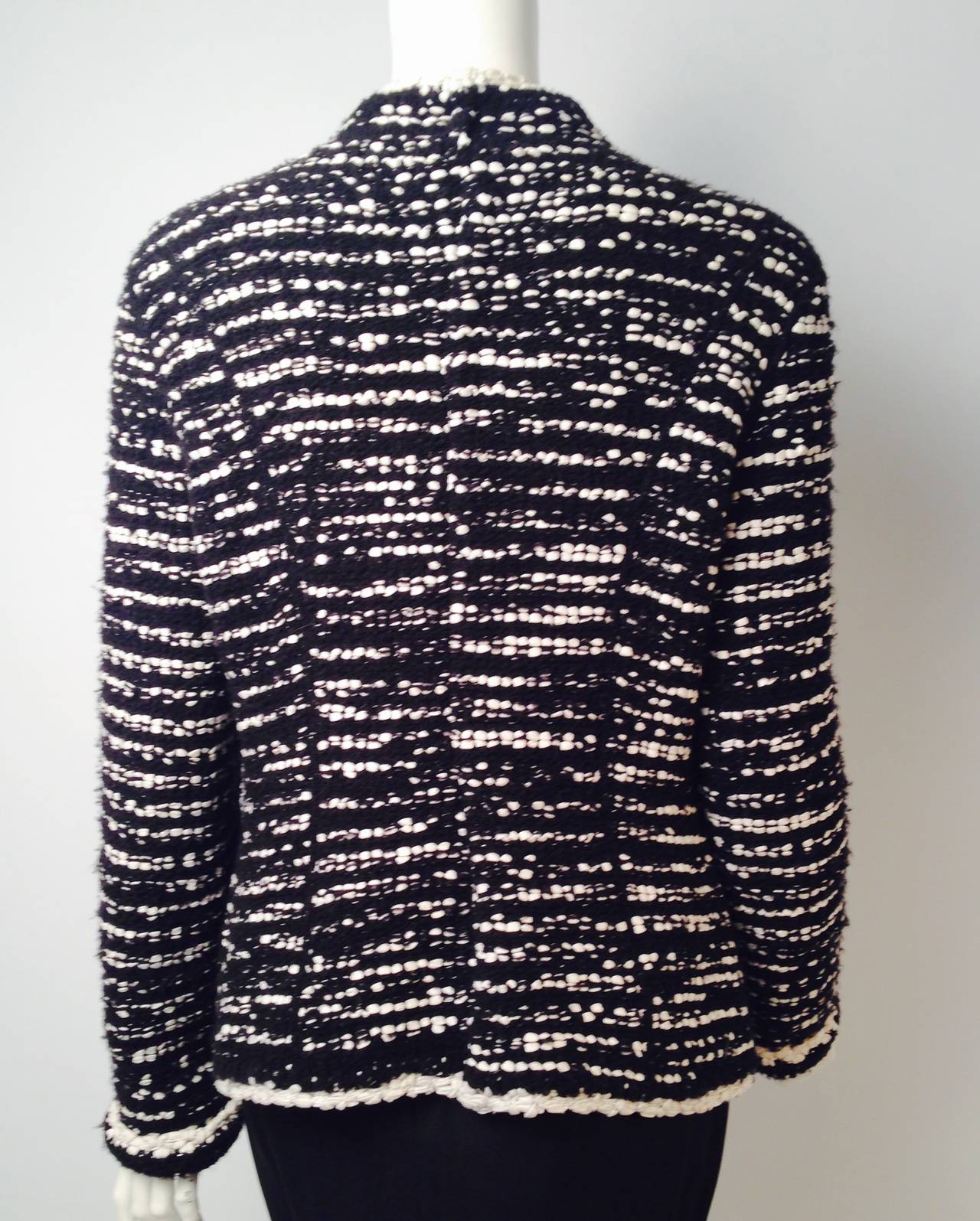 Chanel Black and White Cotton Cardigan For Sale 1