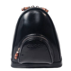 Gucci Black Patent Leather Backpack With Bamboo Pendants